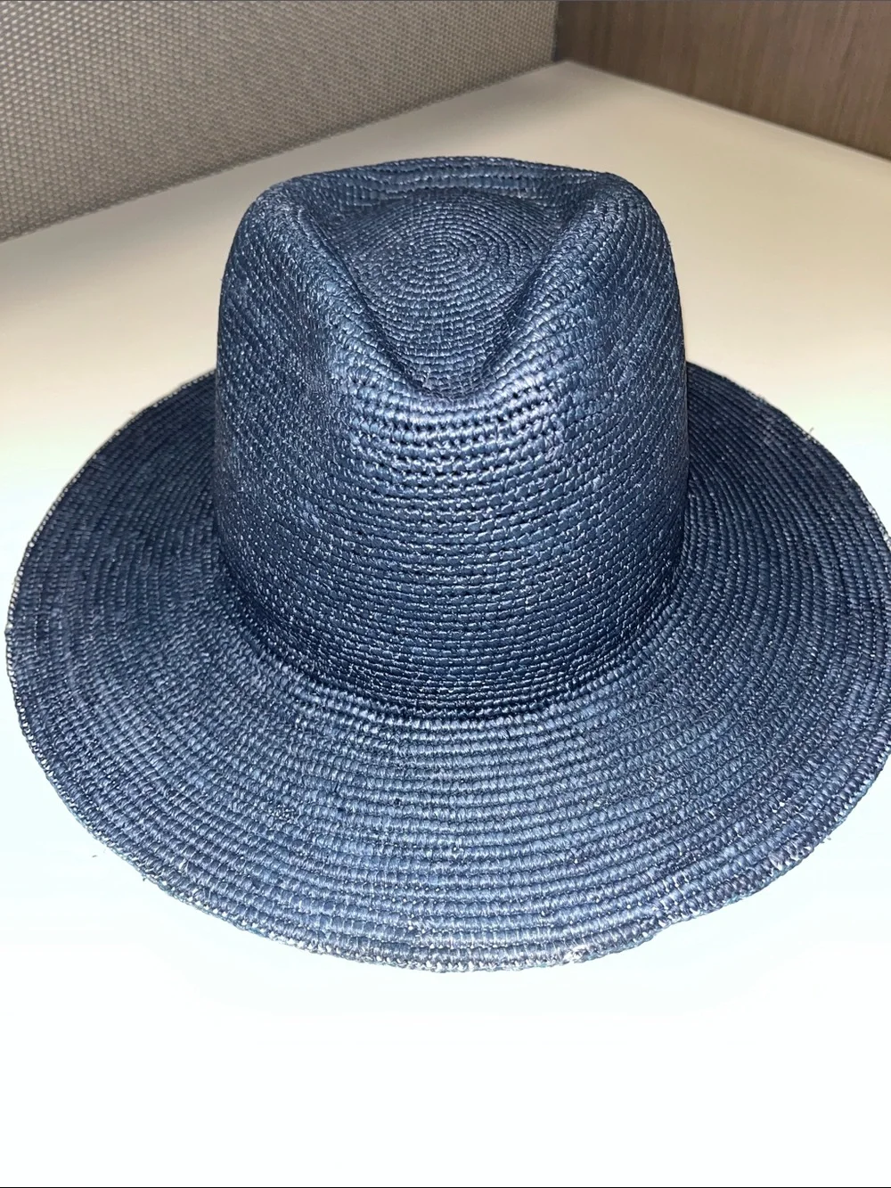 Nataliya Nova Luxury Wide-Brim Woven Straw Luisa Hat - Navy w/ bands